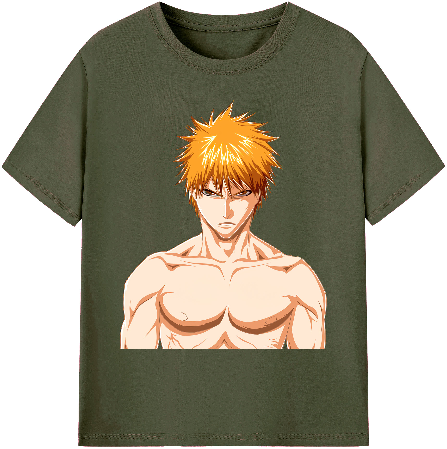 （画像用） ブリーチ 黒崎一護（くろさき いちご）BLEACH Kurosaki Ichigo 綿100％ メンズ半袖Tシャツ｜肌触りやわらか＆通気性